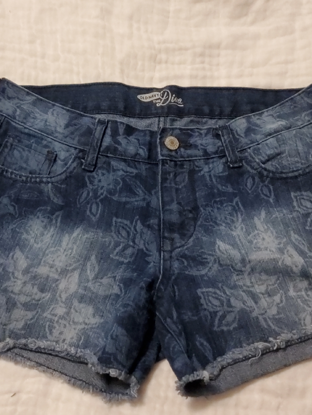 Old Navy Blue Floral Wash Denim Shorts